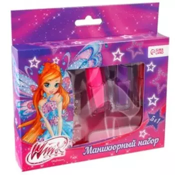 Маникюрный набор, 3 лака, пилочка, блестки, наклейки "Блум", WINX