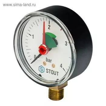 Манометр STOUT SIM-0008-630408, радиальный с указателем предела. DN63, G1/4"