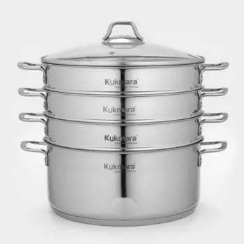 Мантоварка 3 в 1, 7 л, d=28 см, 3 секции, стеклянная крышка, капсульное дно, индукция