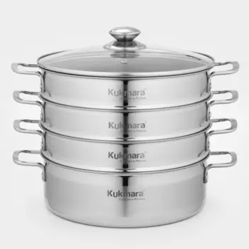 Мантоварка - пароварка KUKMARA, 4 л, d=26 см, 3 секции, стеклянная крышка, нержавеющая сталь