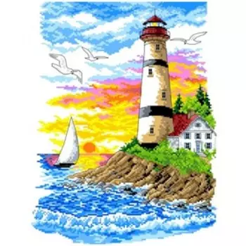 Канва с нанесённым рисунком для вышивки крестиком «Маяк»