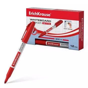Маркер для доски ErichKrause W-110, 2,0 мм, круглый, красный