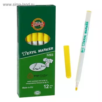 Маркер для ткани 2.0 мм Koh-I-Noor 3203/01, длина письма 500 м, желтый