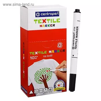 Маркер для ткани 3.9 мм Centropen 2739, линия 1,8 мм, цвет чёрный