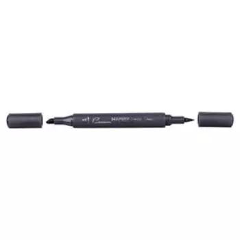 Маркер-кисть художественный, ЗХК "Сонет" TWIN Brush, двусторонний: кисть/скошенный, спиртовая основа, чёрный 211-S
