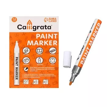 Маркер-краска, лаковый наконечник, пулевидный 4 мм, ширина линии 2.5 мм, серебристая, цена за 1 штуку