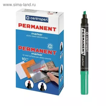Маркер перманентный скошенный 5.0 мм Centropen 8576, линия 1 - 4.6 мм, цвет зелёный