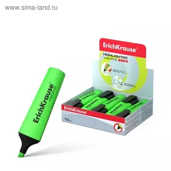 Маркер текстовыделитель ErichKrause V-12, 0.6-5.2 мм, флуоресцентные чернила на водной основе, зелёный