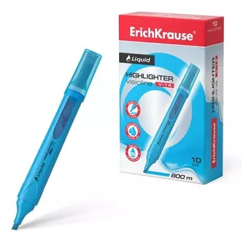 Маркер текстовыделитель ErichKrause Liquid Visioline V-14 Neon, 0.6-4.0 мм, жидкие чернила на водной основе, голубой