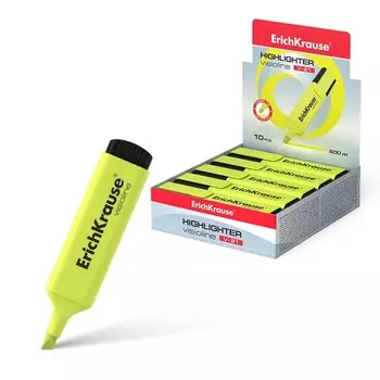 Маркер текстовыделитель ErichKrause Visioline V-21, 0,6-5,0 мм, чернила на водной основе, жёлтый