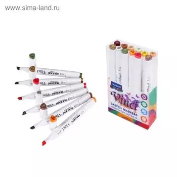 Маркеры для скетчинга двусторонние Mazari Vinci, 12 цветов, Forest colors (цвета леса)