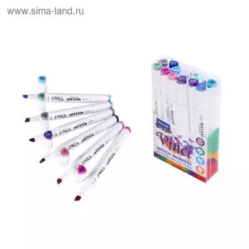 Маркеры для скетчинга двусторонние Mazari Vinci, 12 цветов, Lavander colors (лавандовые цвета)