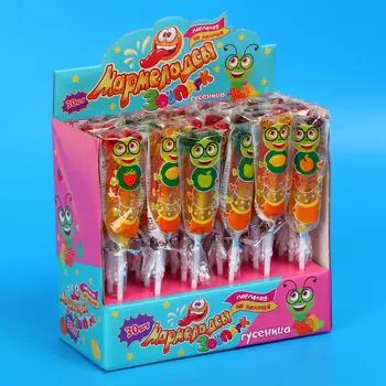 Мармелад фигурный на палочке «Мармеладсы Зоопарк: гусеница», ассорти, 14 г