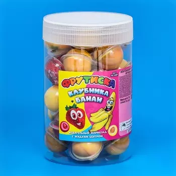 Мармелад жевательный "Фрутиска" с жидким центром, клубника, банан, 10 г