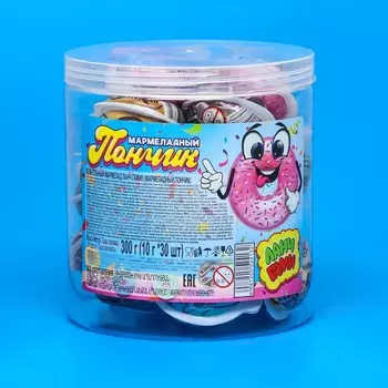Мармелад жевательный "Пончик" ассорти, банка, 10 г