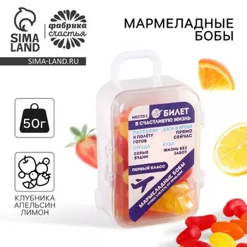 Мармеладные бобы в чемодане «Билет», 50 г.