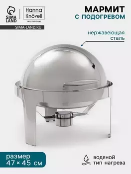 Мармит Hanna Knvel, 474745 см, откидывающаяся крышка, круглый, нержавеющая сталь, серебристый