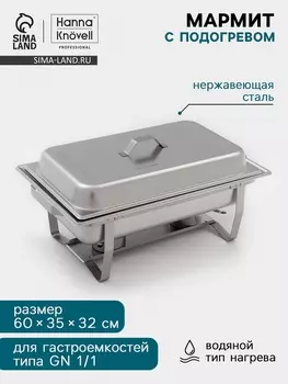 Мармит Hanna Knvell, 603532 см, разборный, съёмная крышка, нержавеющая сталь, серебристый