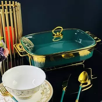 Мармит прямоугольный сервировочный Lenardi, с крышкой, на подставке, 28 см