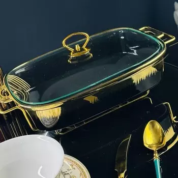 Мармит прямоугольный сервировочный Lenardi, с крышкой, на подставке, 33 см