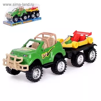 Машина инерционная «Джип», с прицепом, цвета МИКС