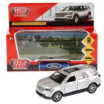 Машина металлическая Ford Explorer, 12 см, открывающиеся двери, инерционная, цвет серебристый