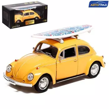 Машина металлическая VOLKSWAGEN BEETLE 1967, 1:32, открываются двери, инерция, цвет жёлтый