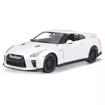 Машинка Bburago Nissan Gt-R 2017, Die-Cast, 1:24, открывающиеся двери, цвет белый