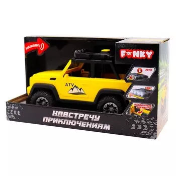 Машинка Funky Toys «Навстречу приключениям: внедорожник-скалолаз», со светом и звуком, 21 см, цвет жёлтый