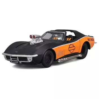 Машинка Maisto Die-Cast Harley-Davidson 1970 Corvette, 1:24, цвет чёрно-оранжевый