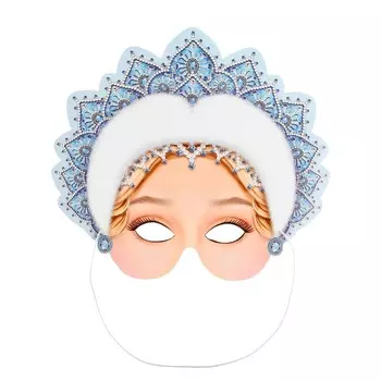 Маска карнавальная новогодняя «Снегурочка» глиттер, 27.124.6 см
