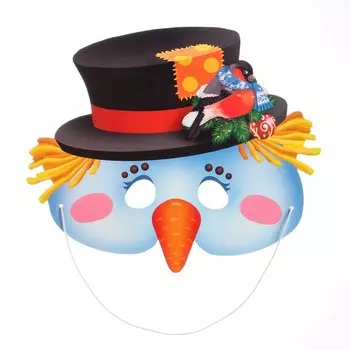 Маска картонная "Снеговик" на резинке, 200х300 мм