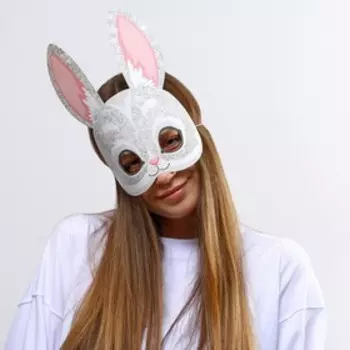 Маска на резинке «Кролик в блестках», 21,1 х 26 см., 250 гр/кв.м
