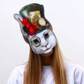 Маска на резинке «Кролик в цилиндре», 20,3 х 27,9 см., 250 гр/кв.м