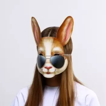 Маска на резинке «Кролик в очках», 23,9 х 38,4 см., 250 гр/кв.м