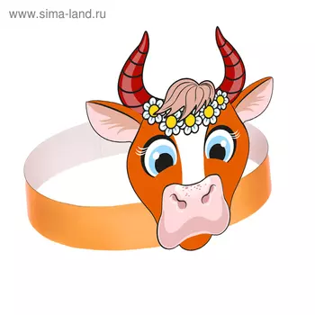 Маска-ободок «Коровка с венком», картон