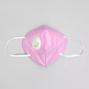 Маска респираторная Safety, 6-ти слойная, с клапаном, розовая, 5 шт. в пакете