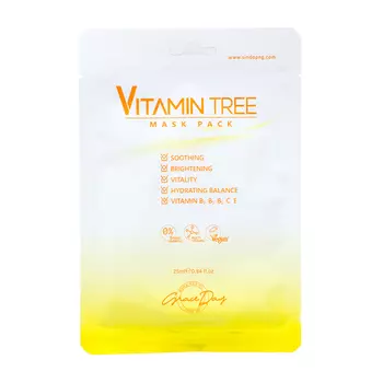 Маска тканевая для лица Grace Day, выравнивающая тон кожи, с витаминами, 25 мл