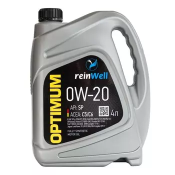 Масло моторное ReinWell 0W-20 ILSAC GF-6, API SP, HC-синтетическое, 4 л