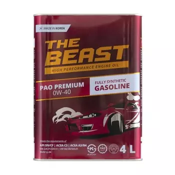 Масло моторное THE BEAST PAO PREMIUM 0W-40, синтетическое, 4 л
