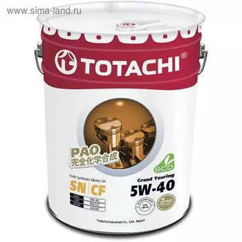 Масло моторное Totachi Grand Touring, SN/CF 5W-40, синтетическое, 20 л