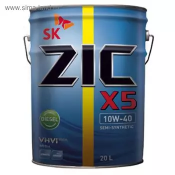 Масло моторное ZIC 10W-40 X5 Diesel Cl-4 п/синт., 20 л
