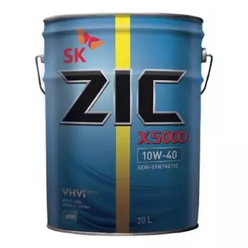 Масло моторное ZIC X5000 10W-40, CI-4/SL, E7/E5/E3, полусинтетическое, 20 л
