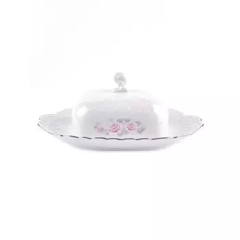 Маслёнка Cmielow Rococo «Бледные розы, отводка платина»