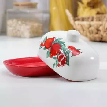 Маслёнка Доляна «Гранат», 17,212,48,5 см, цвет красный и белый