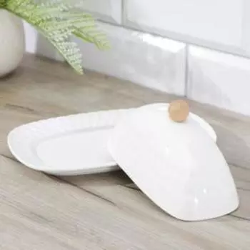 Маслёнка Доляна, 20139 см, фарфор, белая