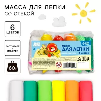 Масса для лепки, пластилин прыгающий «Союзмультфильм», 6 цветов