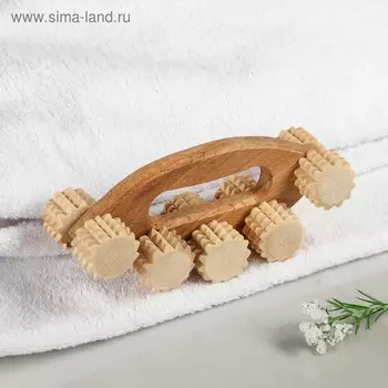 Массажер деревянный "Машинка", 10 роликов, 17 см