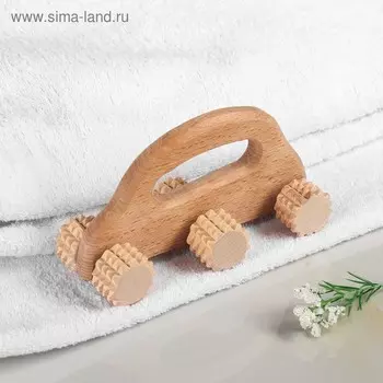 Массажер деревянный "Машинка", 6 роликов, 16 см