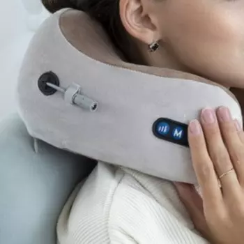 Массажная подушка Luazon LEM-06, 2 вида массажа, ИК-подогрев, 3.7 Вт, АКБ, коричневая